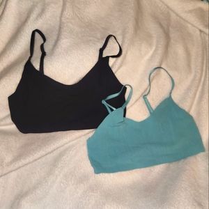 Set of 2 Victoria’s Secret Bralettes Black & Teal Seamless Stretch Bra Small